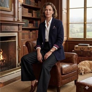 Vintage J. Crew Button Down Navy Topcoat Pea Coat Size 8 EUC Wool‎ & Cashmere